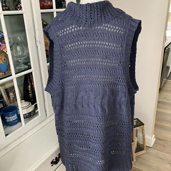 Sleeveless Cardigan Sweater Blue  Sz 2X  Sonoma - Picture 5 of 8
